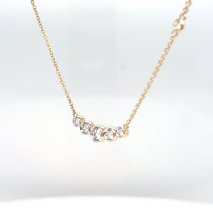 14KY 18" 0.34CTW GRADUATED BEZEL DIAMOND NECKLACE 3.1G VS2/G