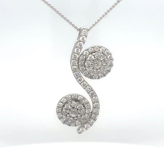 14KW 18" 1.00CTW DOUBLE HALO CLUSTER DIAMOND PENDANT SI2-I1/H-I 5.5G-Fine Jewelry in Bradenton &amp; Lakewood Ranch, Fl. | Michael &amp; Co. Jewelers