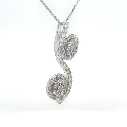 14KW 18"  1.00CTW DOUBLE HALO CLUSTER DIAMOND PENDANT SI2-I1/H-I 5.5G