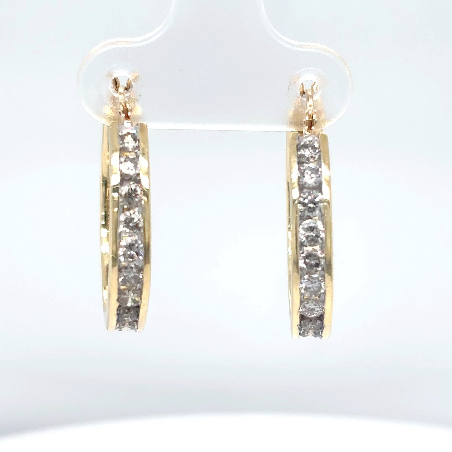 14KY 1.00CTW 21MM DIAMOND HOOP EARRINGS SI/G-H 5.9G