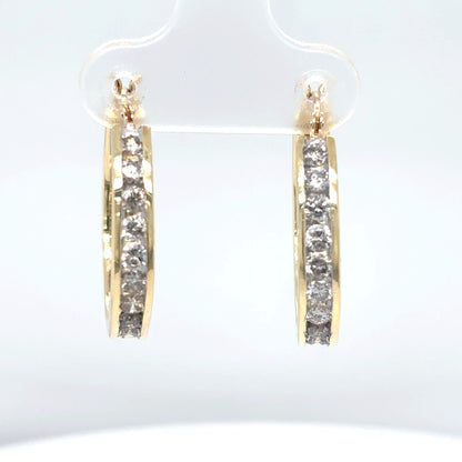 14KY 1.00CTW 21MM DIAMOND HOOP EARRINGS SI/G-H 5.9G