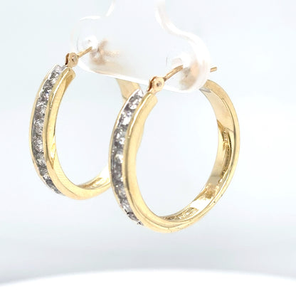 14KY 1.00CTW 21MM DIAMOND HOOP EARRINGS SI/G-H 5.9G