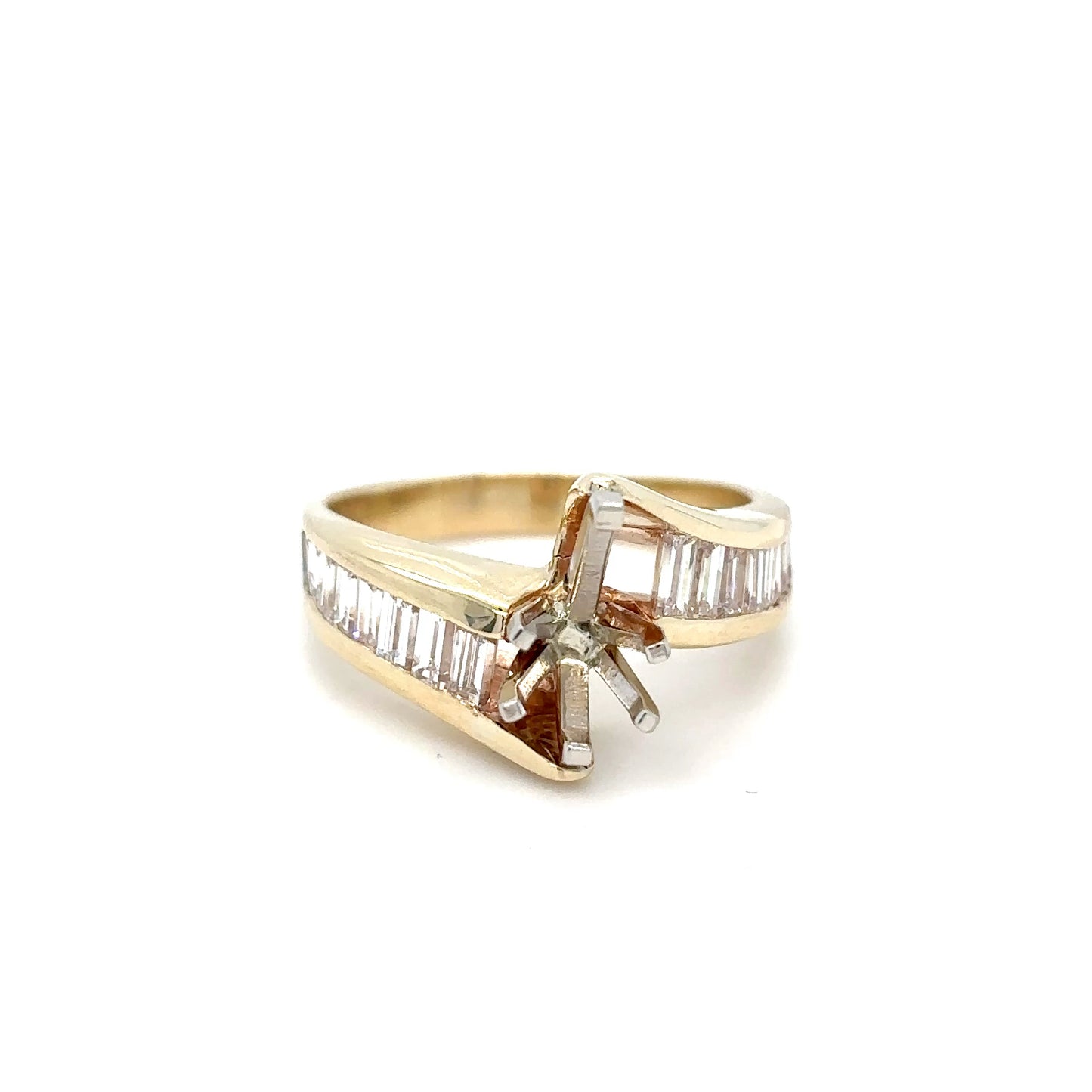 14KY 1.00CTW BAGUETTE DIAMOND SEMI-MOUNT RING 8X5PS VS/G 5.2G