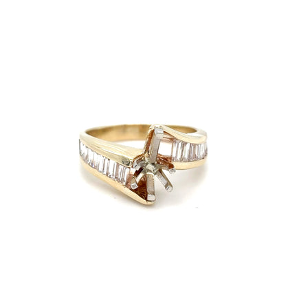 14KY 1.00CTW BAGUETTE DIAMOND SEMI-MOUNT RING 8X5PS VS/G 5.2G