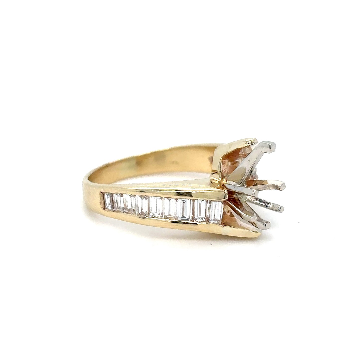 14KY 1.00CTW BAGUETTE DIAMOND SEMI-MOUNT RING 8X5PS VS/G 5.2G