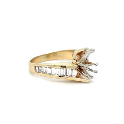 14KY 1.00CTW BAGUETTE DIAMOND SEMI-MOUNT RING 8X5PS VS/G 5.2G