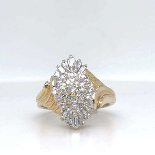 14KY 1.00CTW BAGUETTE/ROUND DIAMOND COCKTAIL RING SI2-I1/H-I-Fine Jewelry in Bradenton &amp; Lakewood Ranch, Fl. | Michael &amp; Co. Jewelers