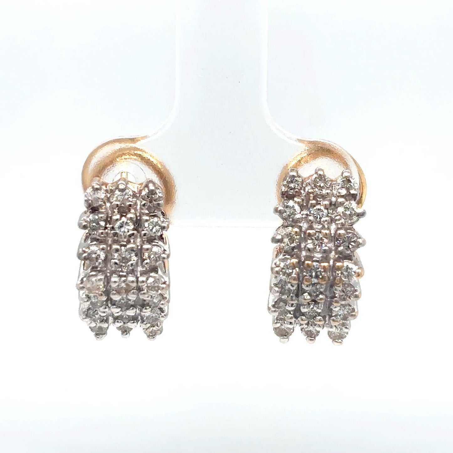 14KY 1.00CTW DIAMOND FASHION EARRINGS SI2/H-I 6.8G
