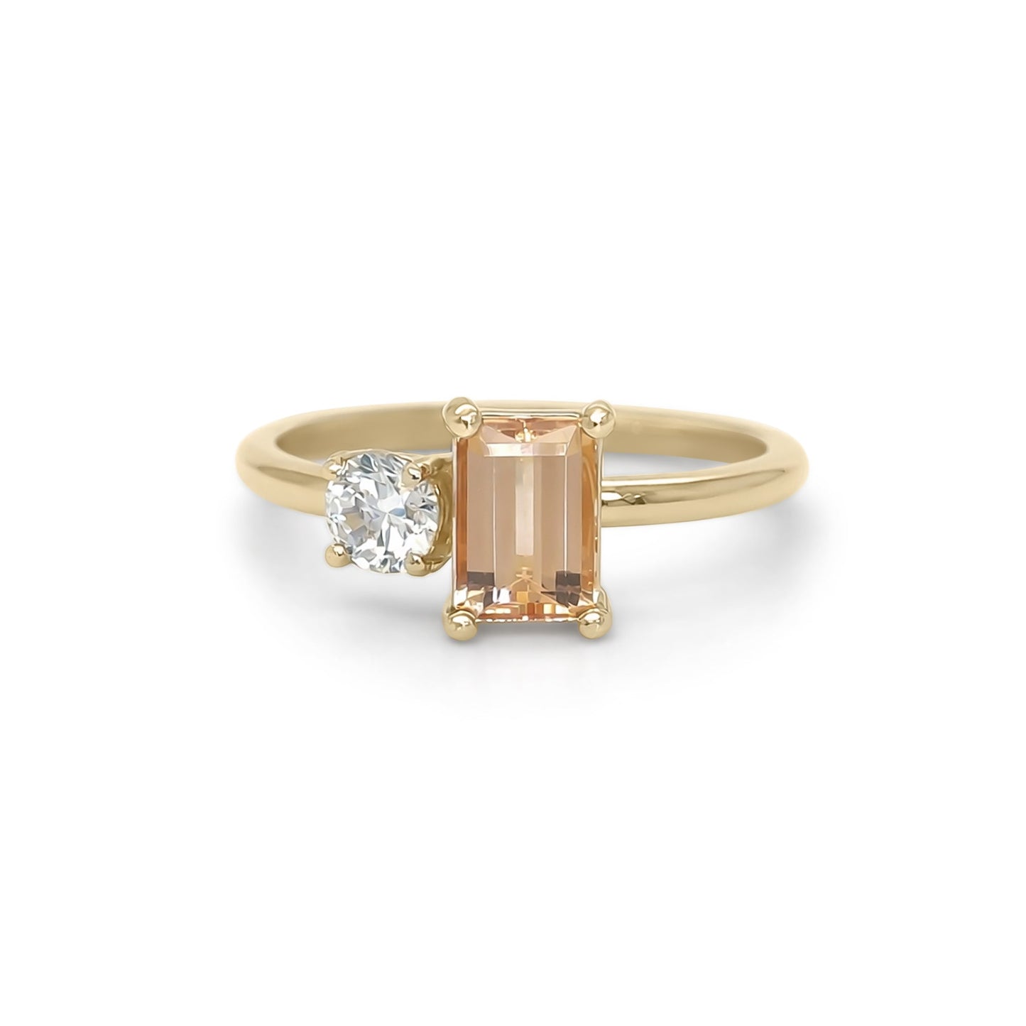 14KY 1.13CTW GOLDEN IMPERIAL TOPAZ-DIAMOND RING 2.7G