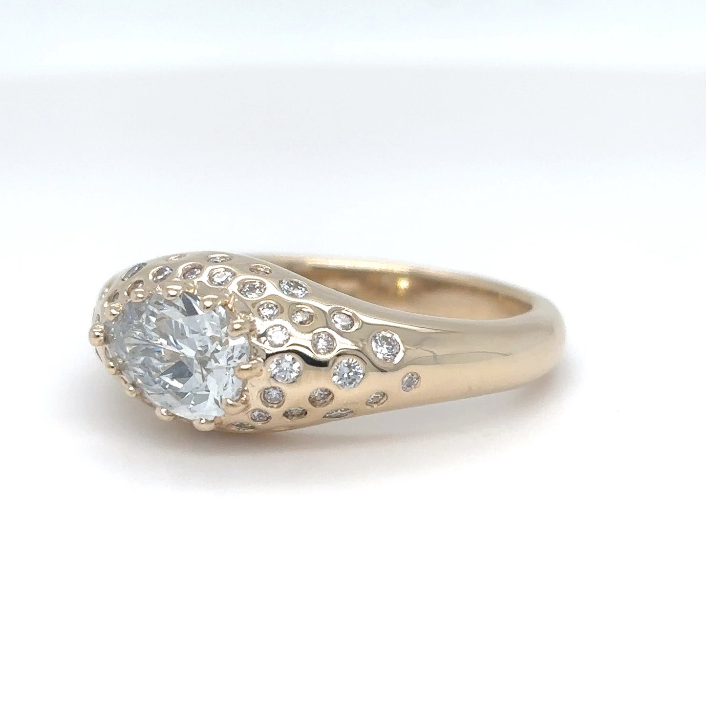 14KY 1.40CTW PEAR-ROUND BRILLIANT DIAMOND RING I1/F-VS2/F-G
