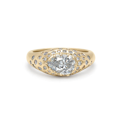 14KY 1.40CTW PEAR-ROUND BRILLIANT DIAMOND RING I1/F-VS2/F-G