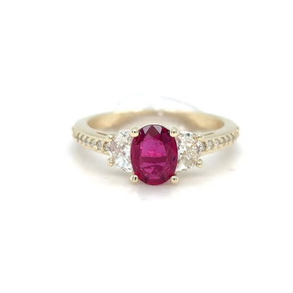 14KY 1.54CTW RUBY-DIAMOND RING "AAA" VS2/F-G 3.1G