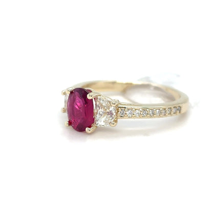 14KY 1.54CTW RUBY-DIAMOND RING "AAA" VS2/F-G 3.1G