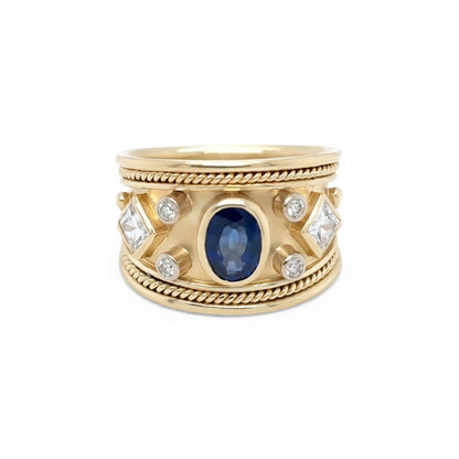 14KY 1.81CTW BLUE SAPPHIRE-DIAMOND RING "AAA" SI1/F-G 9.1G