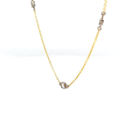 14KTT 20" 1.00CTW PRINCESS CUT DIAMOND STATION NECKLACE VS/G-H 3.0G