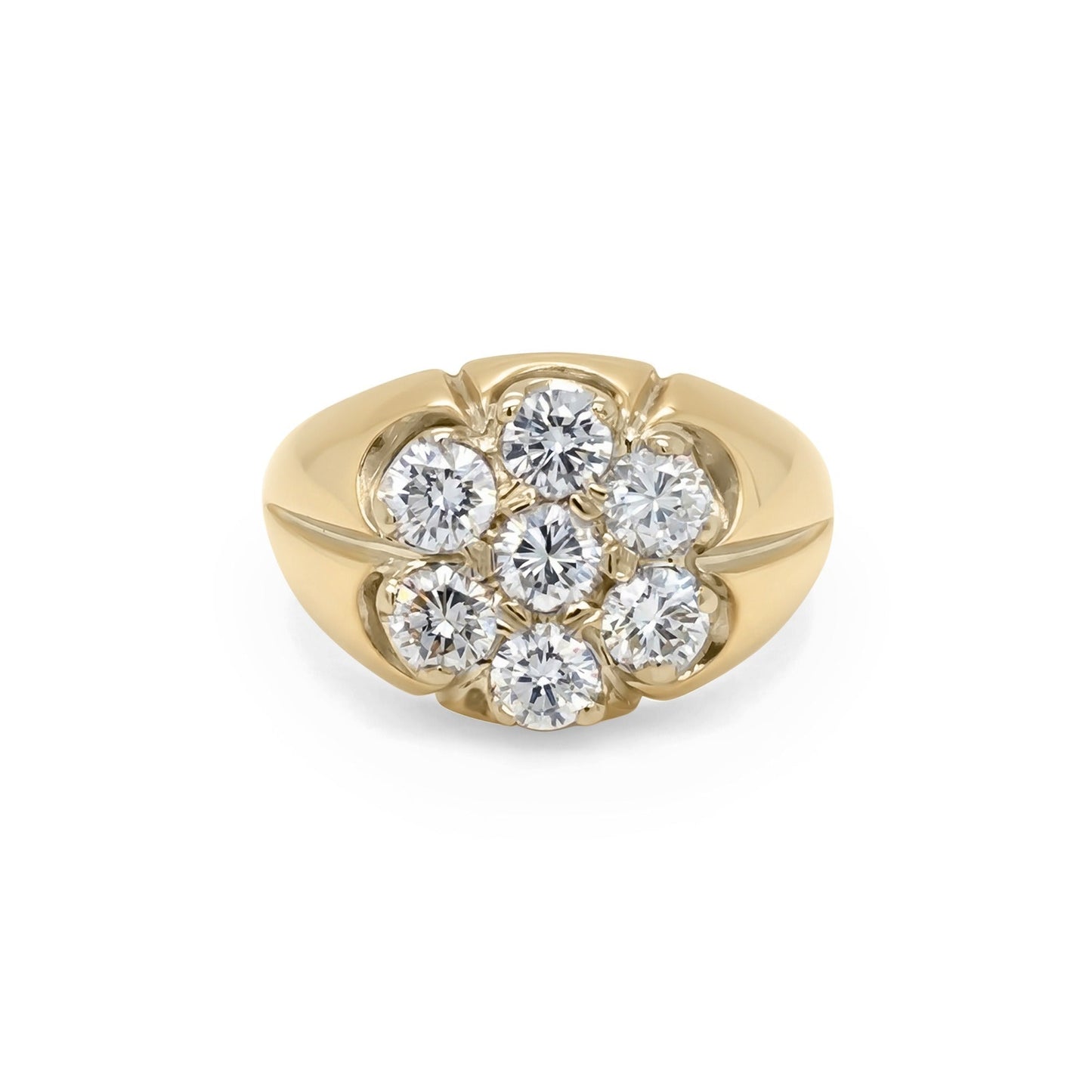 14KY 2.00CTW SEVEN DIAMOND CLUSTER RING VS2-SI1/H 11.5G