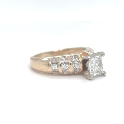 14KY 2.08CTW RECTANGULAR MODIFIED BRILLIANT DIAMOND ENGAGEMENT RING  I2/K-SI1/G-H 6.1G