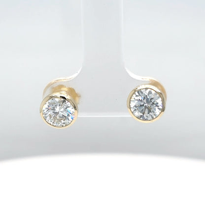 14KY 2.08CTW ROUND BRILLIANT LAB GROWN DIAMOND BEZEL SOLITAIRE EARRINGS IF/D