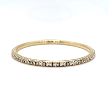 14KY 2.16CTW FLEXIBLE DIAMOND BANGLE BRACELET SI/G-H 16.0G