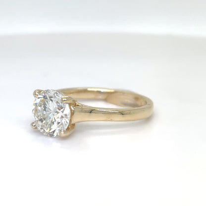 14KY 2.26CT ROUND BRILLIANT DIAMOND ENGAGEMENT RING SI1/I 3.8G