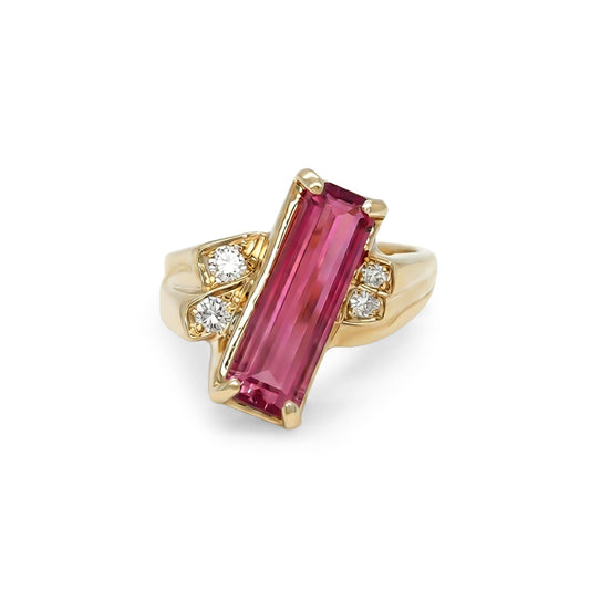 14KY 2.57CTW BI-COLOR PINK TOURMALINE-DIAMOND RING VS/F-G 5.6G - Michael & Co. Jewelers