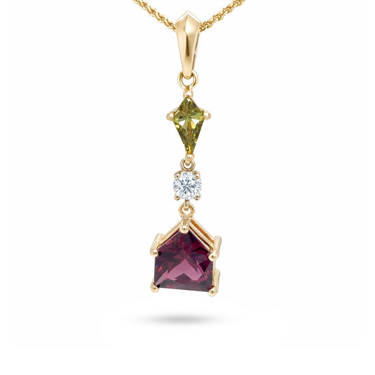 14KY 2.81CTW DEMANTOID-PURPLE GARNET-DIAMOND PENDANT 1.7G - Michael & Co. Jewelers