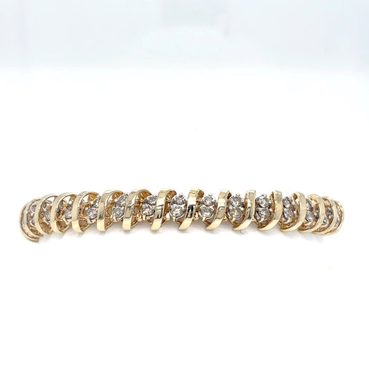14KY 7.25" 2.00CTW DOUBLE ROW S-LINK BRACELET I1-I3/J-K 19.4G-Fine Jewelry in Bradenton &amp; Lakewood Ranch, Fl. | Michael &amp; Co. Jewelers