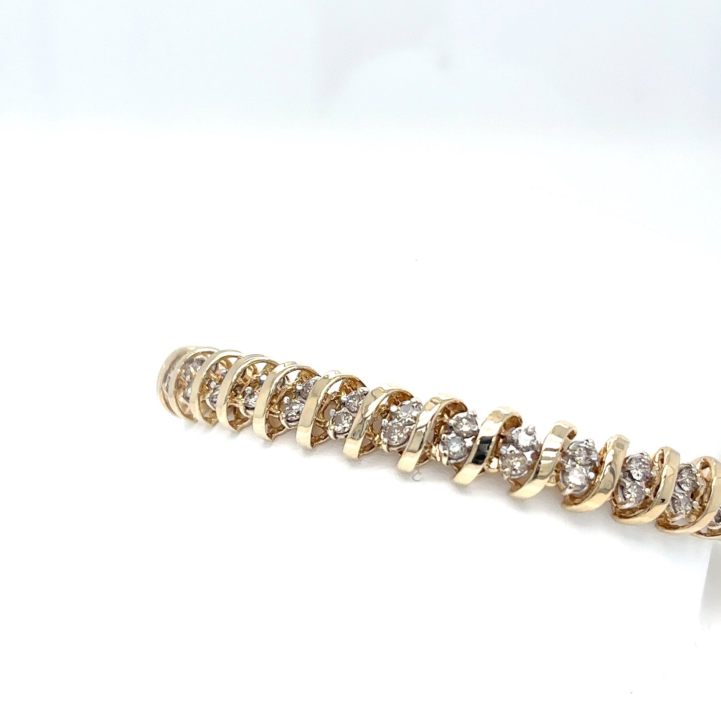14KY 7.25" 2.00CTW DOUBLE ROW S-LINK BRACELET I1-I3/J-K 19.4G