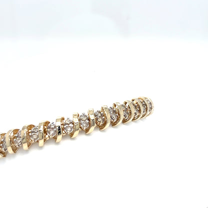 14KY 7.25" 2.00CTW DOUBLE ROW S-LINK BRACELET I1-I3/J-K 19.4G