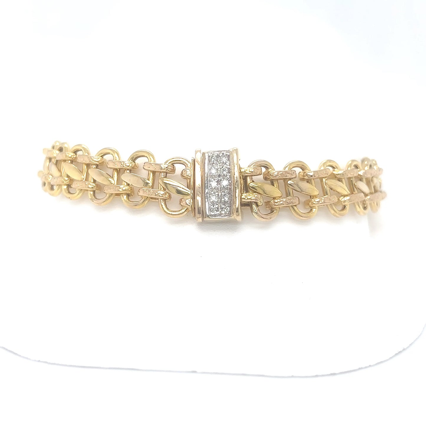 14KY 7.5"  0.10CTW DIAMOND FANCY LINK BRACELET SI2-I1/G-H 11.7G