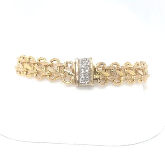 14KY 7.5" 0.10CTW DIAMOND FANCY LINK BRACELET SI2-I1/G-H 11.7G-Fine Jewelry in Bradenton &amp; Lakewood Ranch, Fl. | Michael &amp; Co. Jewelers