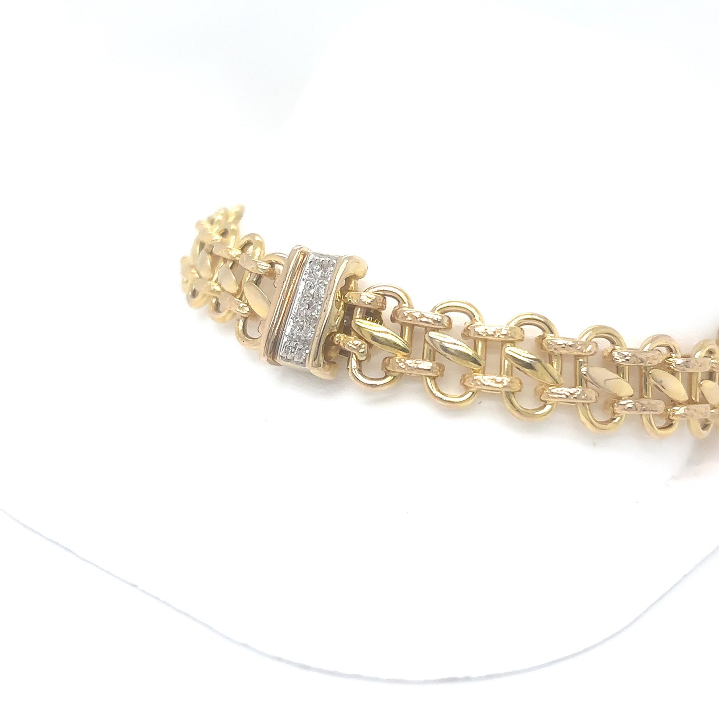 14KY 7.5"  0.10CTW DIAMOND FANCY LINK BRACELET SI2-I1/G-H 11.7G