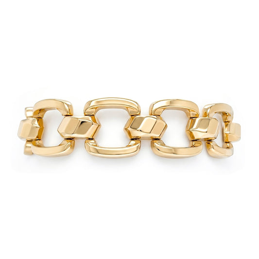 14KY 7.5" 16MM FASHION SQUARE LINK BRACELET 18.8G