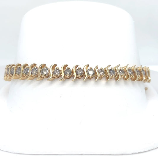 14KY 7.5" 3.00CTW S-LINK DIAMOND BRACELET I1/L-M 13.5G-Fine Jewelry in Bradenton &amp; Lakewood Ranch, Fl. | Michael &amp; Co. Jewelers