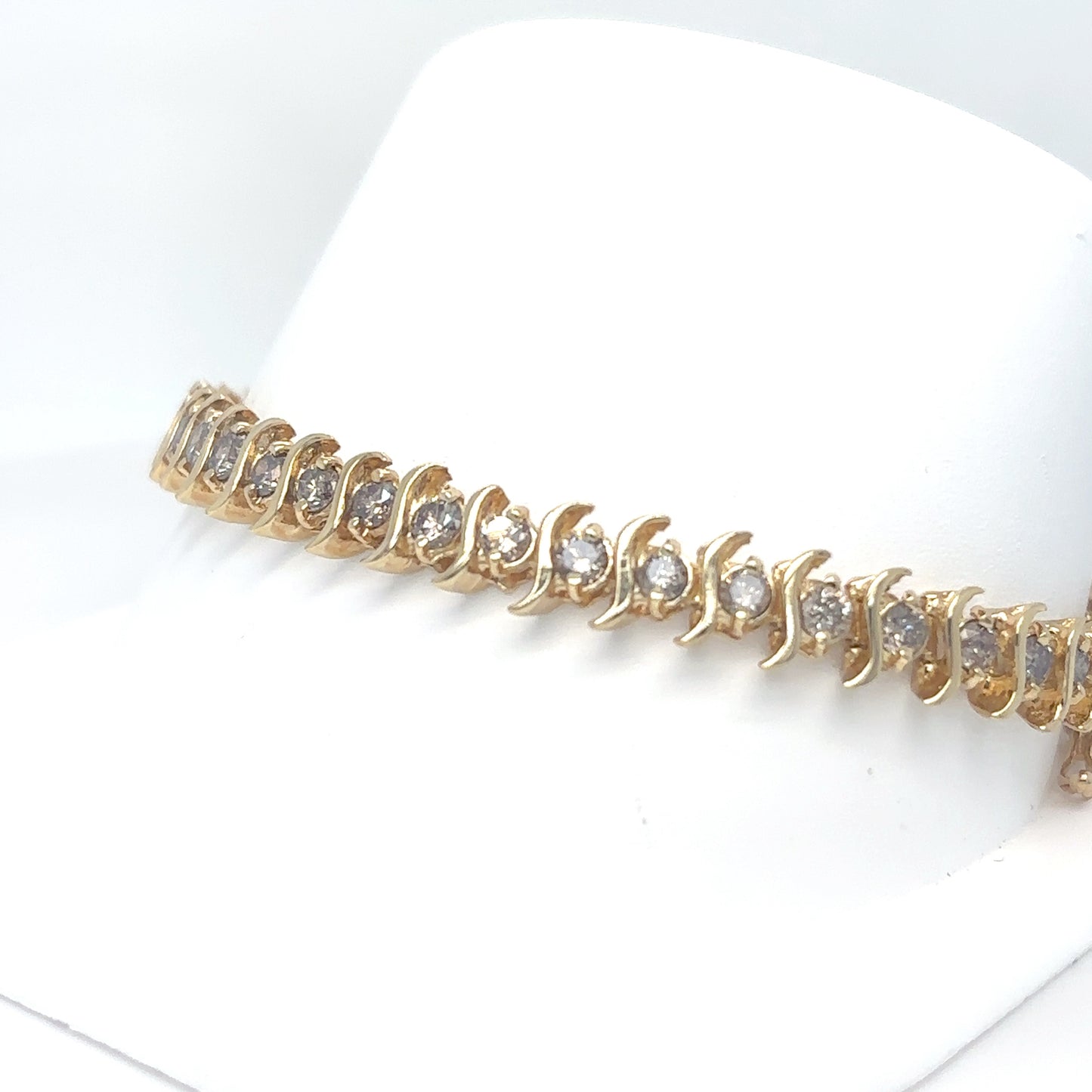 14KY 7.5" 3.00CTW S-LINK DIAMOND BRACELET I1/L-M 13.5G