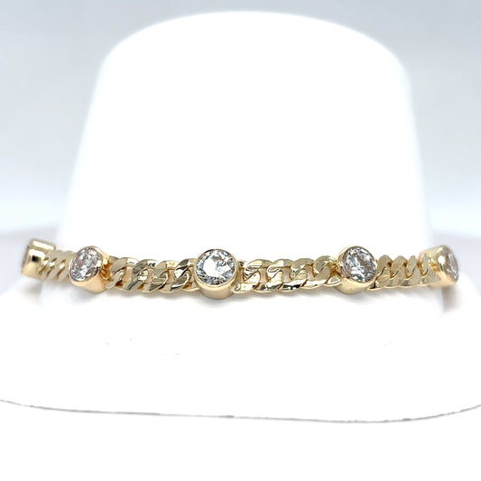 14KY 7.5" 3.25CTW ROUND BRILLIANT LGD 4.6MM LINK BRACELET VVS2/F 9.3G-Fine Jewelry in Bradenton &amp; Lakewood Ranch, Fl. | Michael &amp; Co. Jewelers