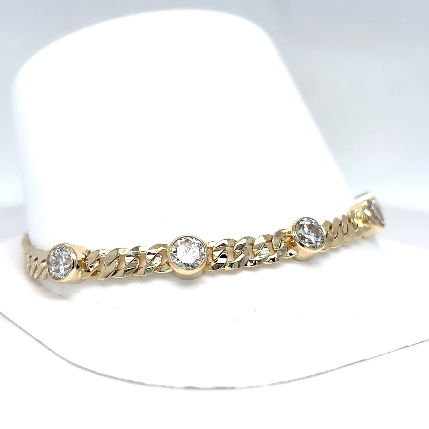 14KY 7.5" 3.25CTW ROUND BRILLIANT LGD 4.6MM LINK BRACELET VVS2/F 9.3G