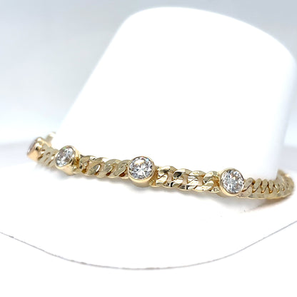 14KY 7.5" 3.25CTW ROUND BRILLIANT LGD 4.6MM LINK BRACELET VVS2/F 9.3G