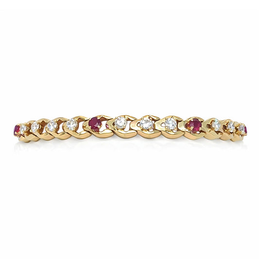 14KY 7.5" 3.70CTW RUBY-DIAMOND BRACELET "AAA" SI1/G-H 18.7G - Michael & Co. Jewelers