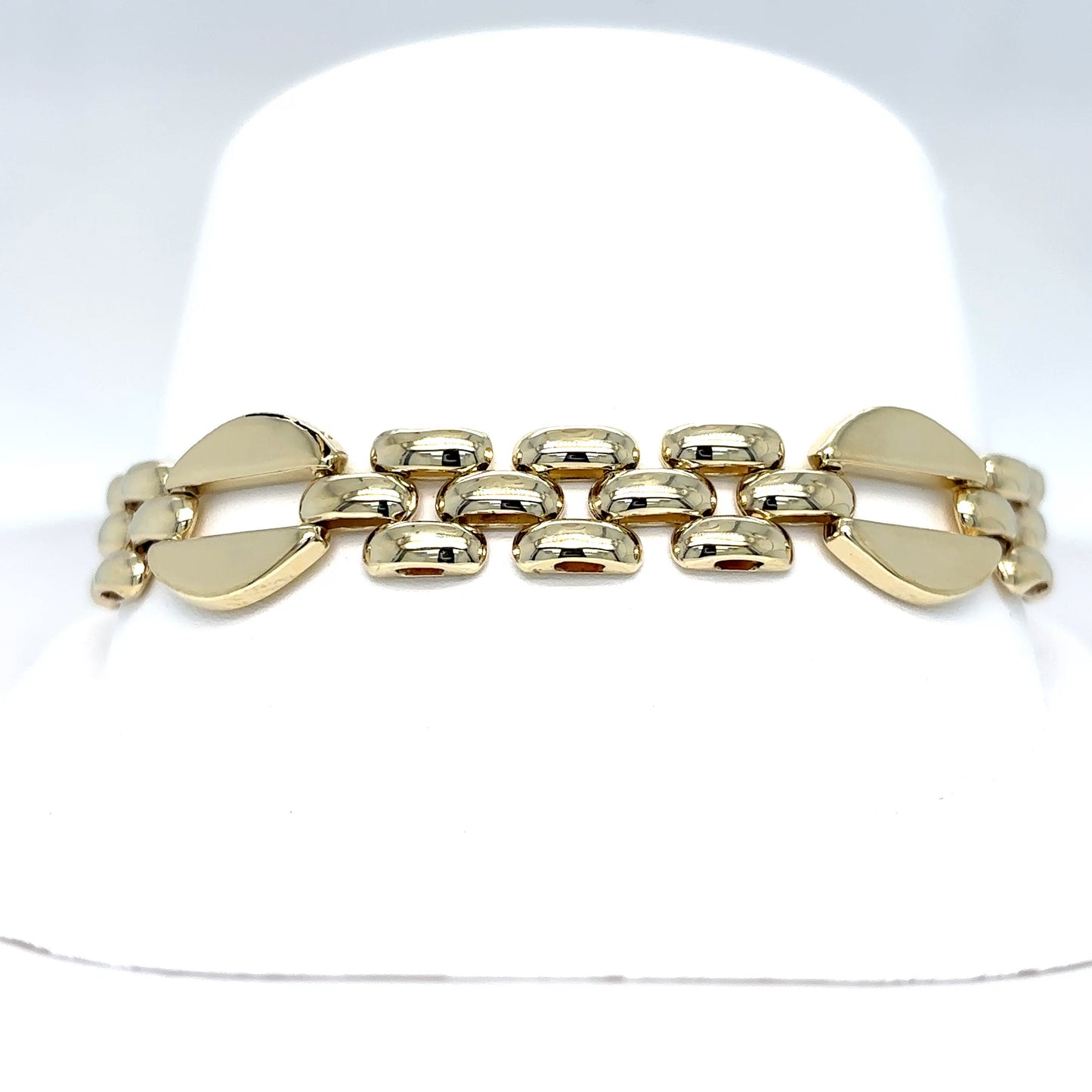 14KY 7.5" FANCY PANTHER LINK BRACELET 17.2G