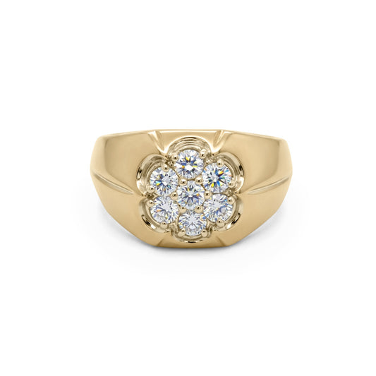 14KY 7-DIAMOND CLUSTER RING SI/G-H 7.8G