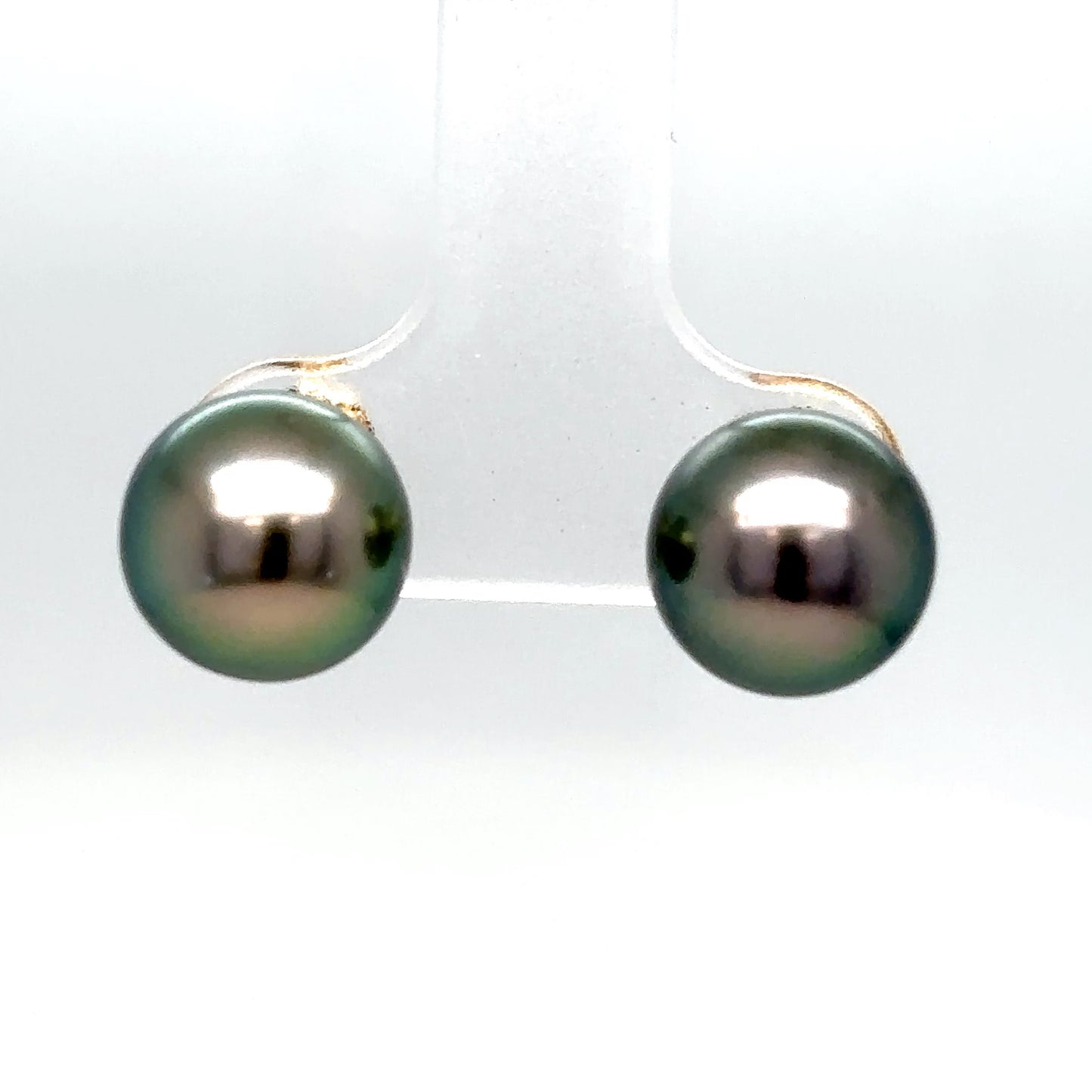 14KY 9.5MM BLACK PEARL EARRINGS