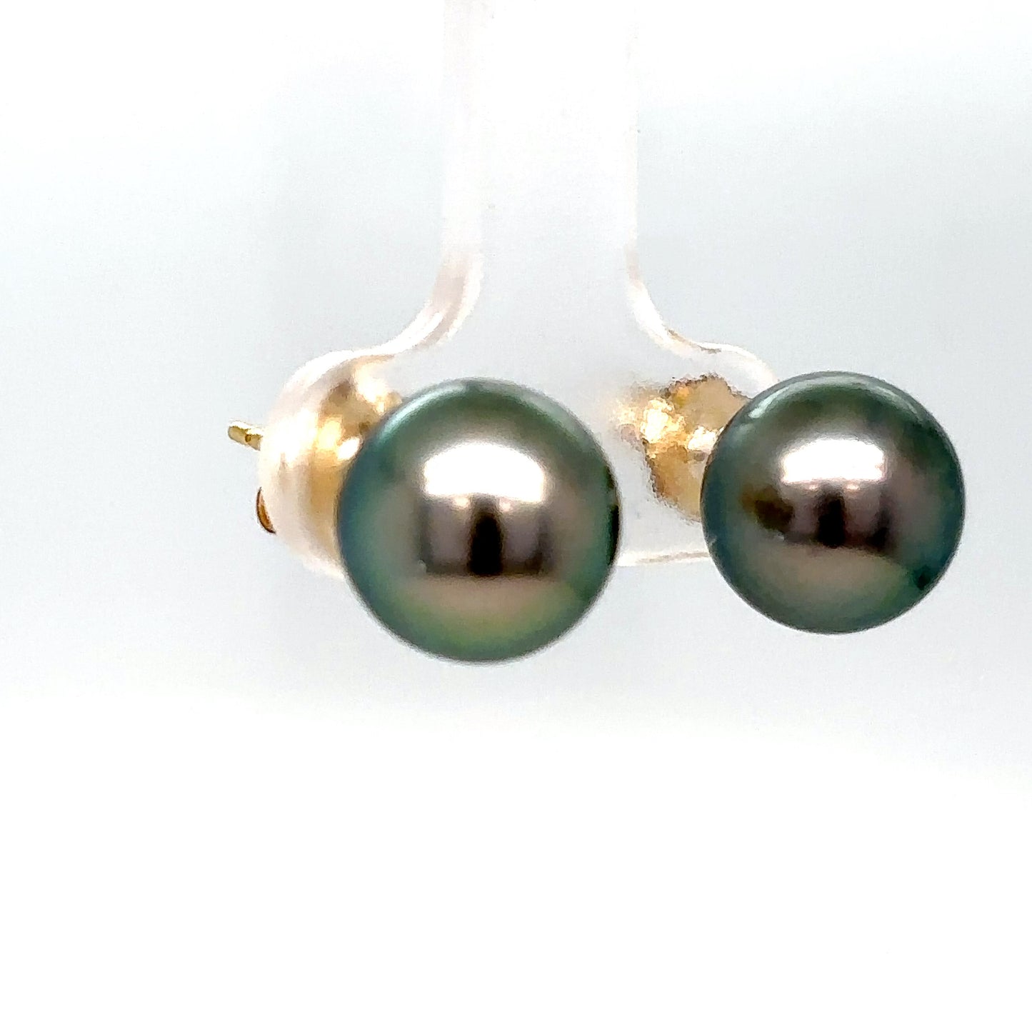 14KY 9.5MM BLACK PEARL EARRINGS