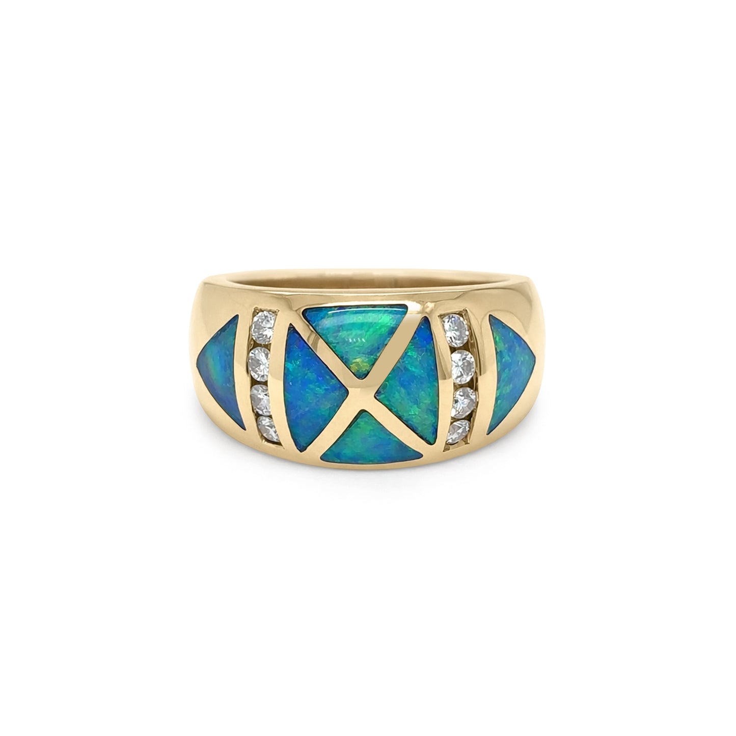 14KY INLAID OPAL-0.25CTW DIAMOND RING SI/G-H 15.1G