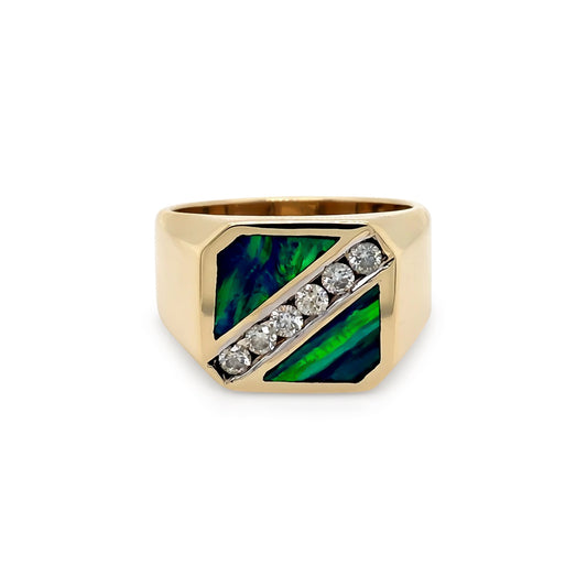 14KY INLAID OPAL-0.30CTW DIAMOND RING 14.9G - Michael & Co. Jewelers