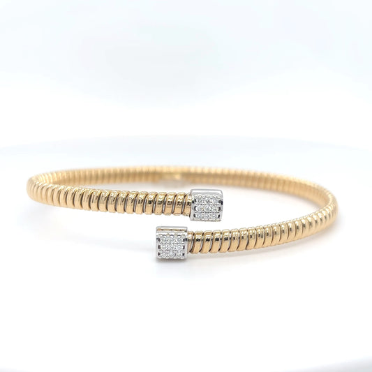 18KTT 0.15CTW ROUND BRILLIANT DIAMOND FLEXIBLE BANGLE BRACELET VS/F-G 10.4G-Fine Jewelry in Bradenton &amp; Lakewood Ranch, Fl. | Michael &amp; Co. Jewelers
