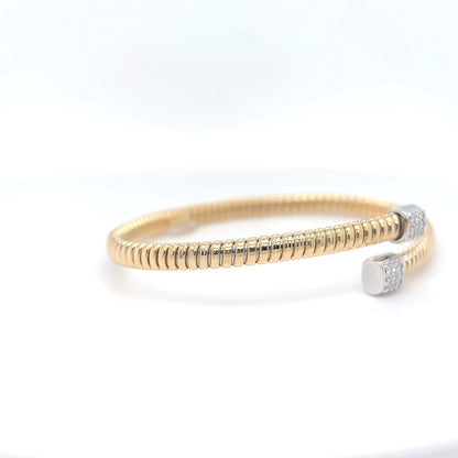 18KTT 0.15CTW ROUND BRILLIANT DIAMOND FLEXIBLE BANGLE BRACELET VS/F-G 10.4G