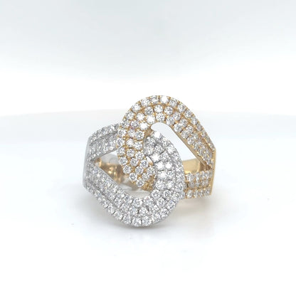 18KTT 1.42CTW ROUND BRILLIANT DIAMOND INTERLOCKING LOOP RING VS/F-G 7.8G