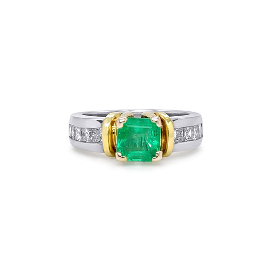18KTT 1.75CTW EMERALD AND DIAMOND RING "A" SI/G-H 9.0G - Michael & Co. Jewelers