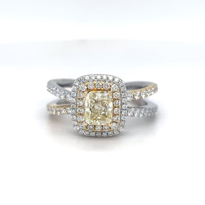 18KTT 1.76CTW RECTANGULAR MODIFIED-ROUND BRILLIANT DIAMOND ENGAGEMENT RING VS1/W-Z -F/G 5.5G